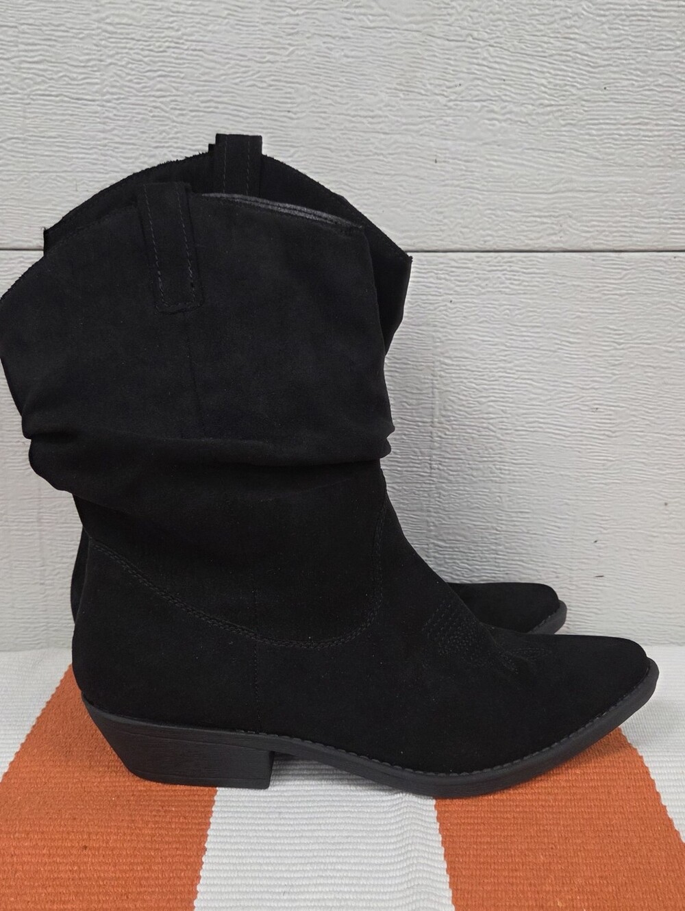 Style & Co 9 Black Suede Slouch Western Ankle Boots - Women - Picture 6 of 10